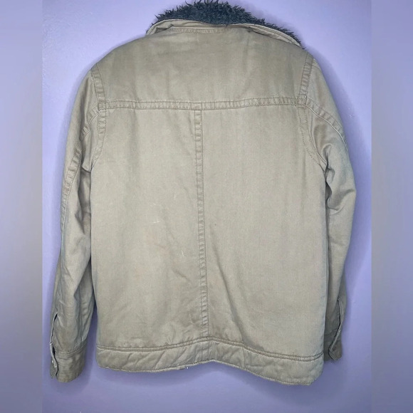 Vintage Aeropostale Utility Sherpa Lined Trucker Jacket Coat Tan - Picture 4 of 4